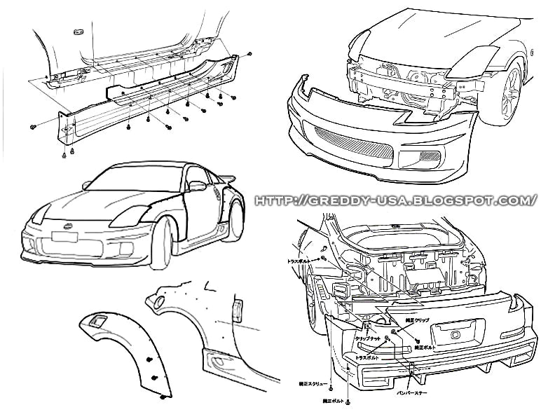 Rocket Bunny Pandem JDM GReddy GRacer Full Over-Fender Aero Kit - Nissan 350Z (Z33) - Optional "whale-tail" rear wing